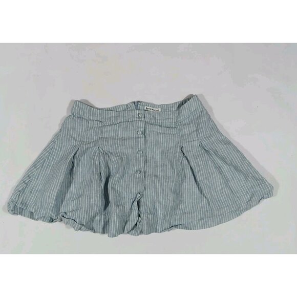 Reformation Dresses & Skirts - Reformation Carol Linen Pleated Mini Skirt Size 10 Blue Stripe Buttons Preppy